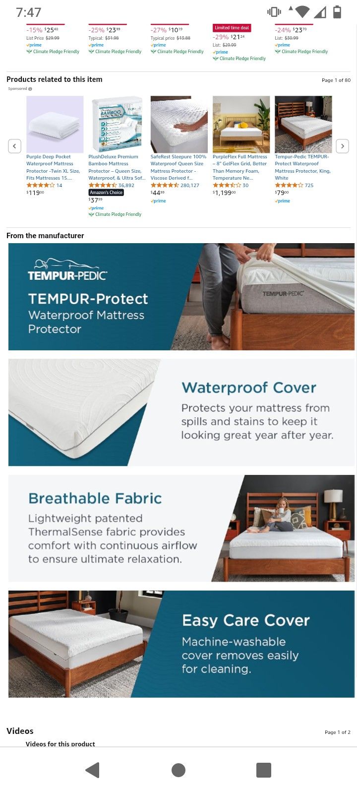 Tempur-pedic Queen Cooling Mattress Protector Mattress Covers
