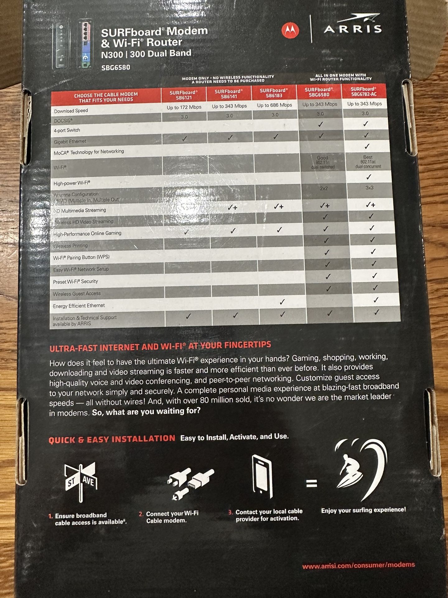 Arris SBG6580 modem / wi-fi router