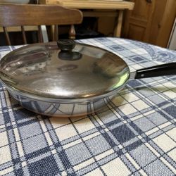 Revere Ware Large 12” Copper Bottom Skillet With Lid 