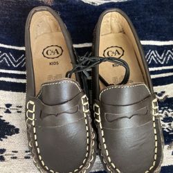 Boys Dark Brown Leather Loafers 