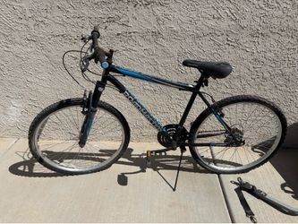 Kennel, girls swing, mountain bike, bike wagon