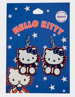 New! Sanrio®️ 🤍💙❤️HELLO KITTY ❤️💙🤍4th of July Earrings