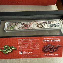 2013 Set Of 4 1oz Lunar Year Of The Snake Rectangular Proof Silver Coins