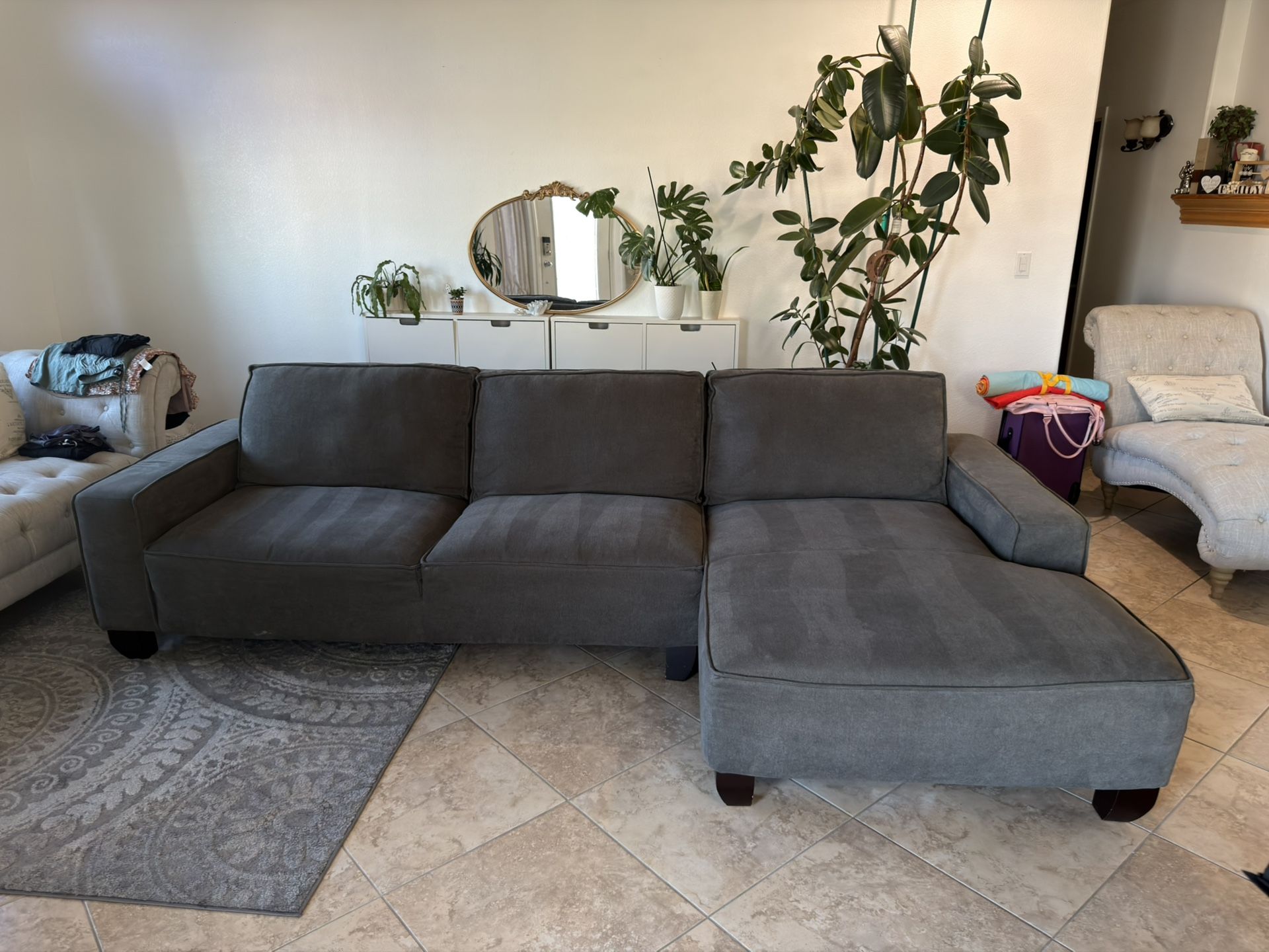 Gray Sectional Couch with Chaise