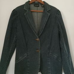 Vintage Pinstripe Denim Jacket Medium 