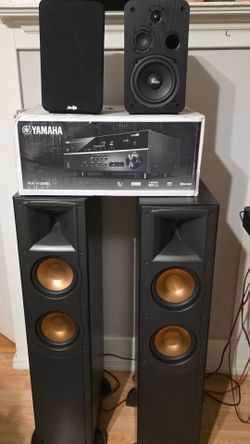 Klipsch towers ,yamaha receiver and bookshelfs