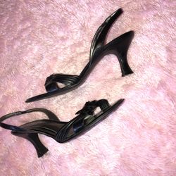 Franco Sarto size 10 black leather sling back heel sandals