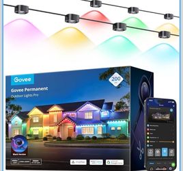 Govee Permanent Outdoor Lights Pro, 200ft with 120 RGBIC LED Lights, Black