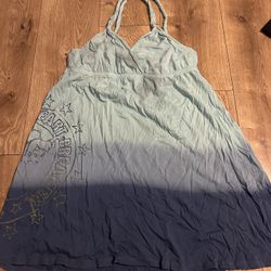 Large Disney Tinker Bell themed dress featuring a blue ombre 