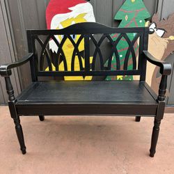 Beautiful Black Rustic Style Bench With Outdoor Cover Included