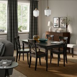 IKEA black extendable table & 4 chairs