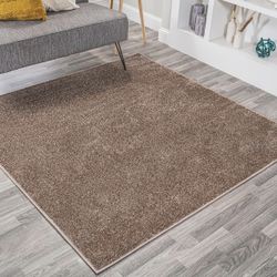 New JONATHAN Haze Solid Low-Pile Brown 7' Square Indoor Area Rug,