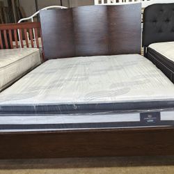 Queen Size Mattress And Box Spring With Bed Frame 🚚Free Delivery 🚚