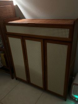 Rattan shoe cabinet