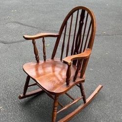 Vintage Antique Wood Windsor Style Kids Children Rocker Rocking Chair