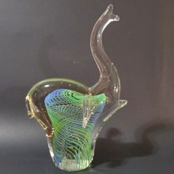 Murano Spiral Art Elephant Sculpture 