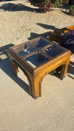 Oak coffee table and 2-side tables