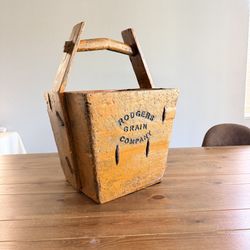 Rodger’s Grain Company Wooden Bucket Bin With Handle