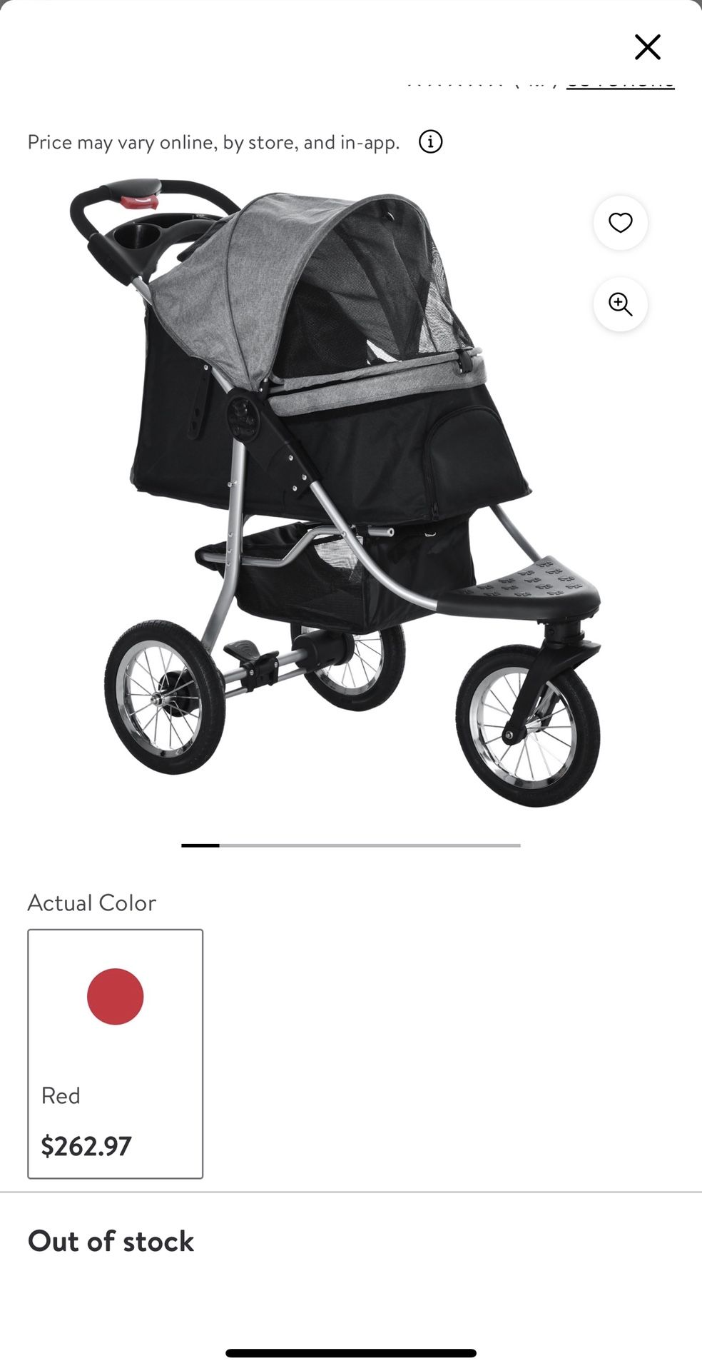Pawhut Luxury Folding Pet Stroller Dog Cat Tralvel Carriage With Wheels Adjustable Canopy Zippered Mesh Window Door Grey And Black