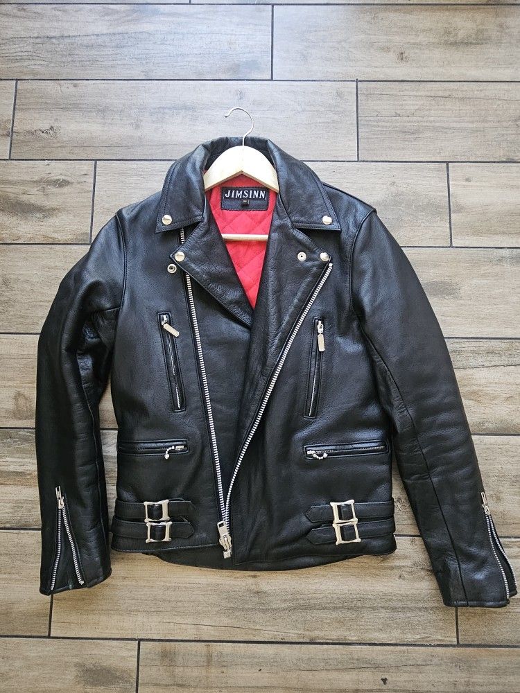Jimsinn Motorcycle Leather Jacket From Japan. Size 34.