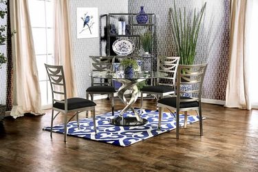 Brand New Silver Black Modern 5pc Table  Set 