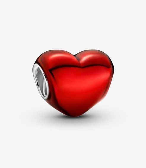 Regalo De San Valentin Pandora Charm Corazon Rojo De Plata