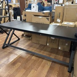 79”L Black Wooden & Metal Desk 
