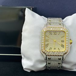Stainless Steel Moissanite Gold/Silver Watch