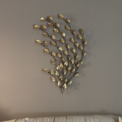 Metal Leaves (brass tone) Wall Decor 37” X 26”