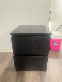 2 drawer black/brown chest nightstand ikea