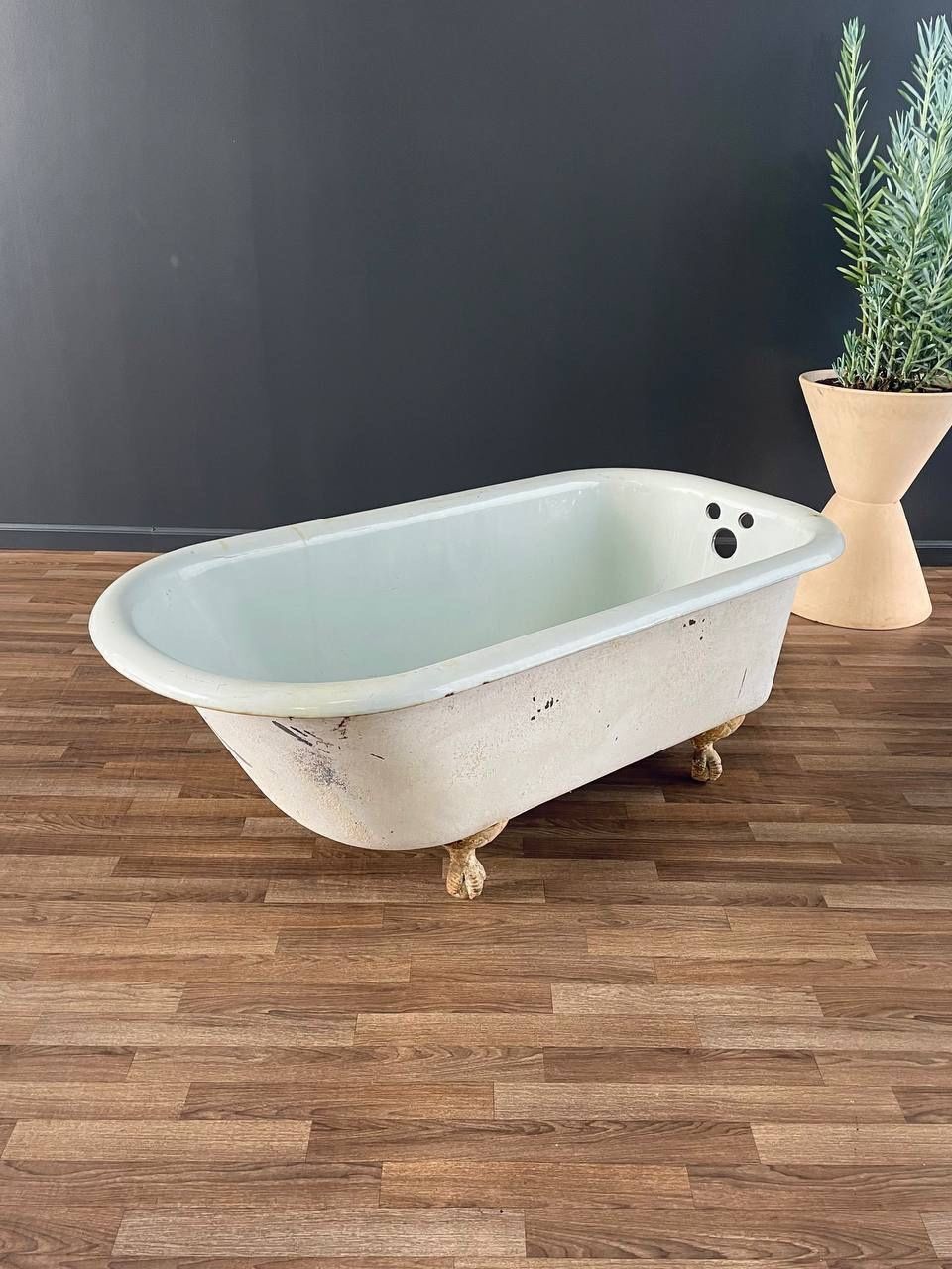 Vintage Porcelain & Iron Bath Tub with Claw Feet, c.1930's - Delivery Available