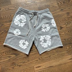 Grey Denim Tear Shorts 