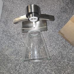 Two Large Brushed Nickel Vanity Lights