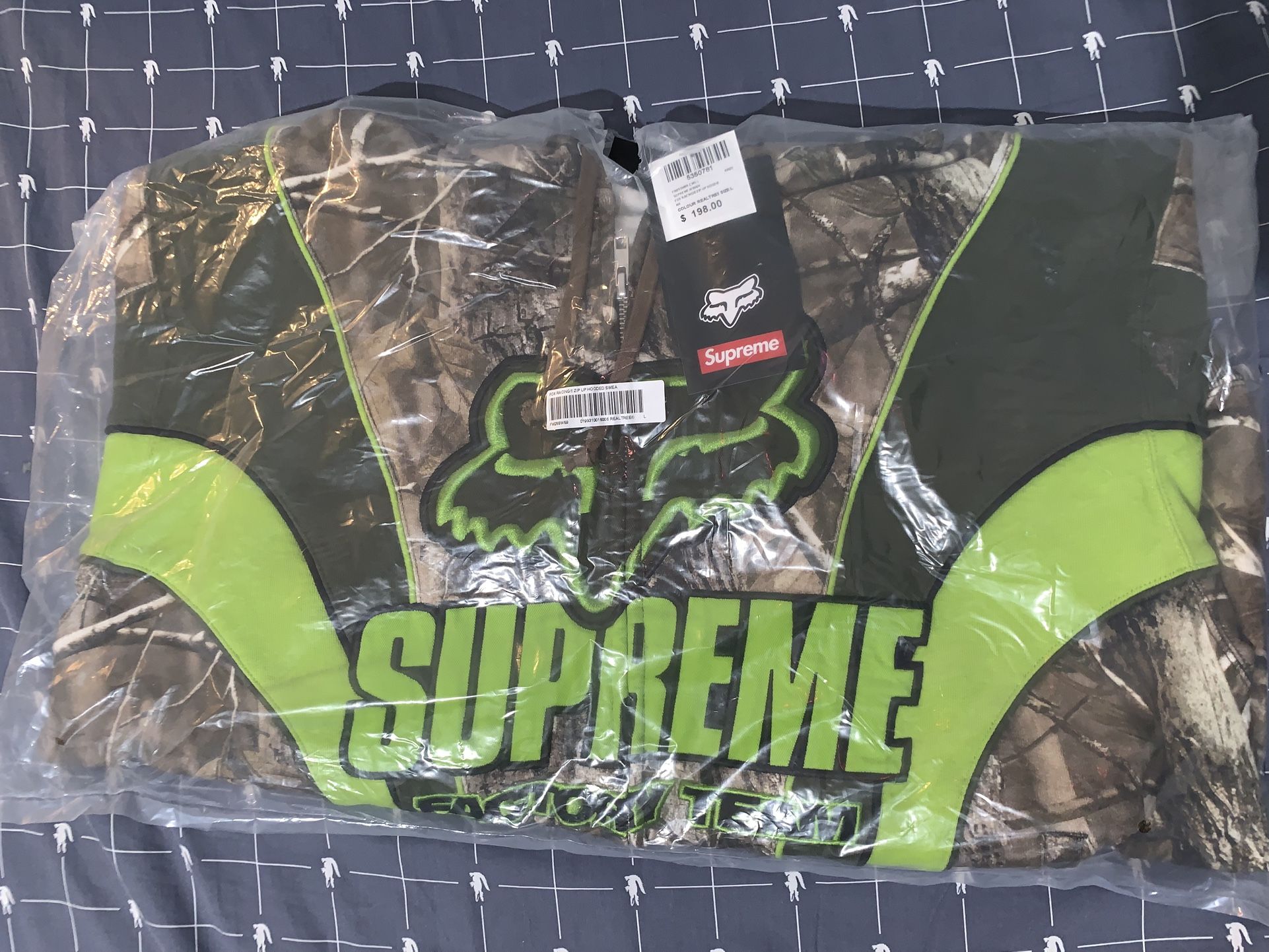 Supreme Fox Racing Zip Up Hooded Sweatshirt Realtree Hardwoods Camo Size Large