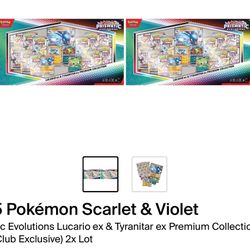 Pokemon Prismatic Evolutions Lucario EX and Tyranitar EX Premium Collection 2x
