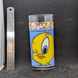 Vintage Tweety Bird Drinking Glass Looney Tunes 1999 Warner Brothers