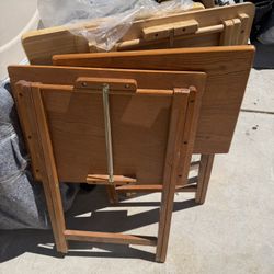 4 Wooden Fold Out Dinner Trays 