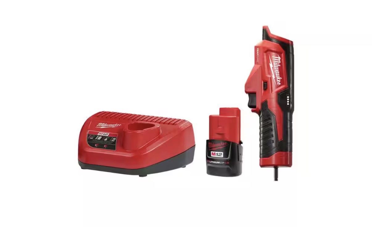 M12 Trap Snake 12V Lithium-Ion Cordless Toilet and Urinal Auger Power Driver w/ 1.5AH Battery and Charger
