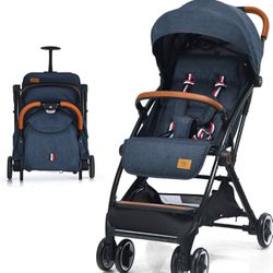 BABY JOY Lightweight Baby Stroller, Compact Toddler Travel Stroller for Airplane, Infant Stroller w/ 5-Point Harness, Adjustable Backrest/Footrest/Can