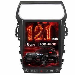 12.1 Inch Car Radio for Ford Explorer 2011-2019, 8 Core Head Unit, 4+64GB Touch Screen Stereo Upgrade with CarPlay/Android Auto,Fm/Am, GPS,Backup Came