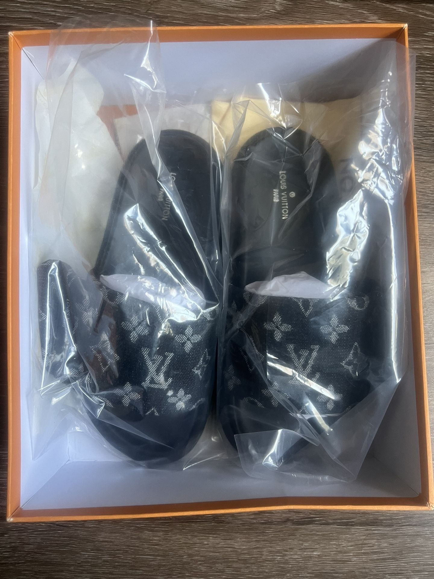 women's louis vuitton pool pillow flat comfort mules denim black