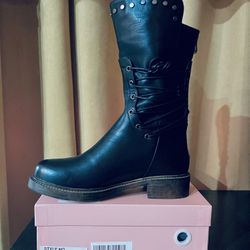 Black Leather Boots - Women Size 7.5