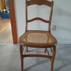 Vintage 1920 Oak Cane Chair