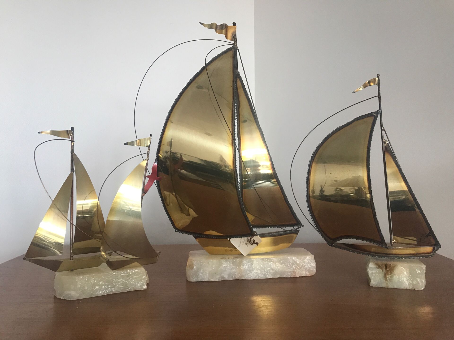 Hand Crafted Brass Sailboats by Demott