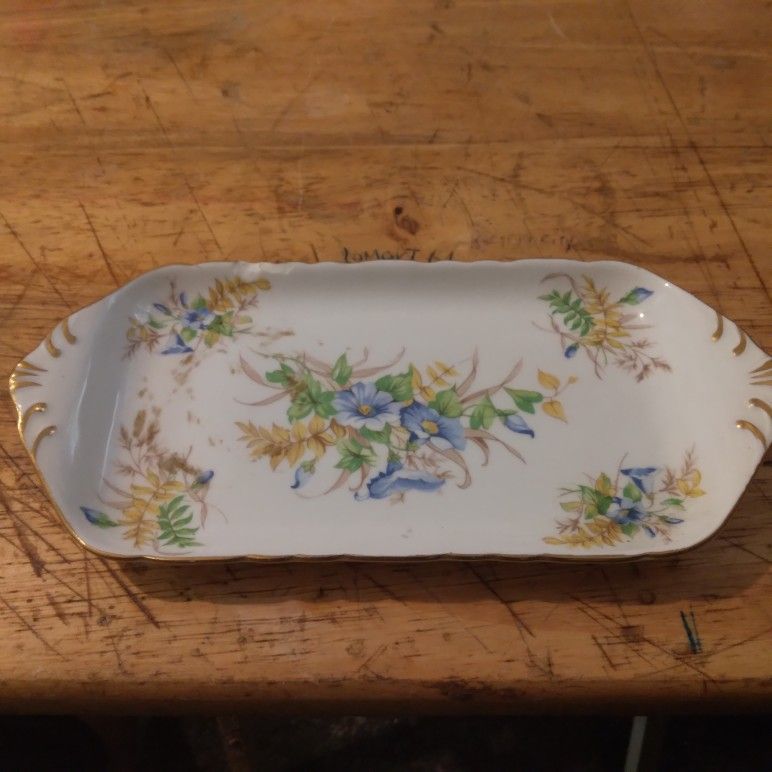 Vintage Royal Chelsea Porcelain English Bone China Rectangular Dish, 8.5" By 4".