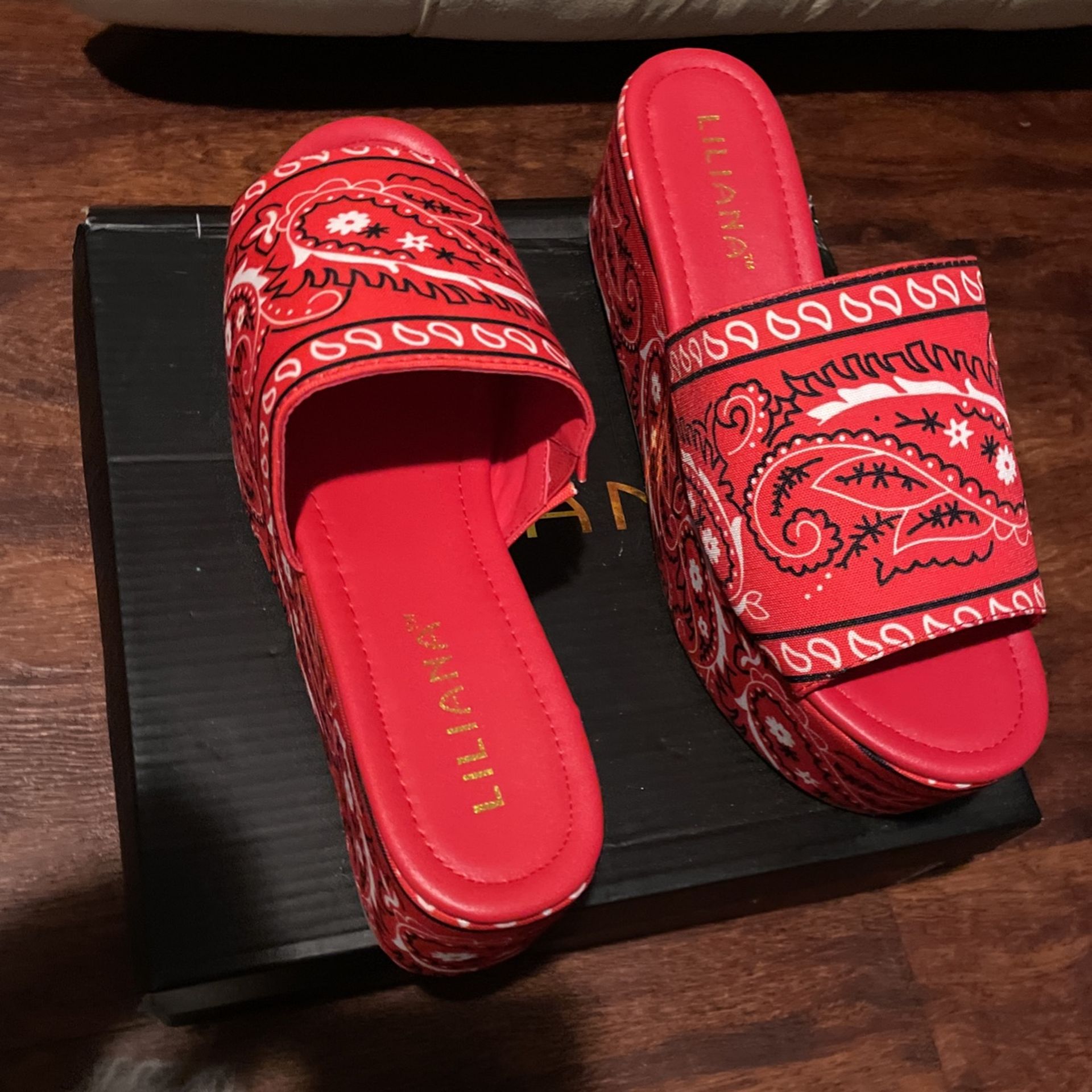 Red Bandanna Wedge Heel