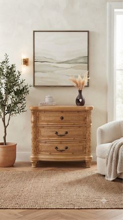 vintage tropical faux bamboo and wicker 3-drawer dresser bachelor's chest or nightstand