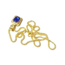 Blue Fashion Gold Plated Gemstone Necklace Chain Filled Diamond Titanium Hip Hop Pendant Necklace