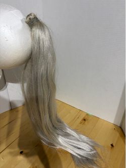 Vintage Platinum Blond Long Ponytail with Retro Gold Case