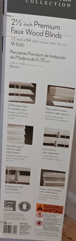 Pair of 72" x 64" Faux Wood Burgundy Blinds  Need To Go Today Prime Frim 